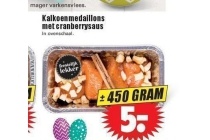 kalkoenmedaillons met cranberrysaus
