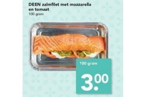 deen zalmfilet met mozzarella en tomaat