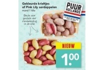 gekleurde krieltjes of pink lily aardappelen