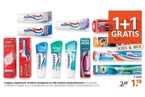 colgate aquafresh prodent tandpasta en alle merken tandenborstels