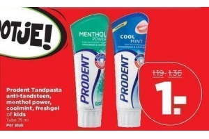 prodent tandpasta anti tandsteen menthol power coolmint freshgel of kids