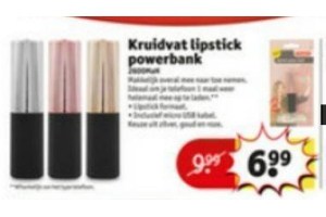 Behoren mate voering Kruidvat lipstick powerbank van €9,99 voor €6,99 - Beste.nl