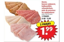 bacon boeren snijworst kalkoenfilet schouderham pain de provence en varkenslever