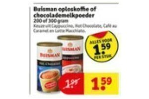 buisman oploskoffie of chocolademelkpoeder