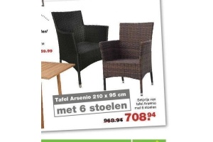 setprijs van tafel arsenio met 6 stoelen