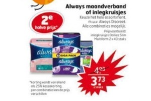 always maandverband of inlegkruisjes