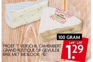 proef t verschil camembert grand rustique of gevulde brie met bieslook