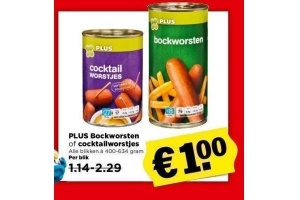 plus bockworsten of cocktailworstjes