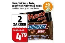 mars snickers twix bounty of milky way minis