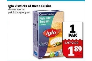 iglo vissticks of ocean cuisine