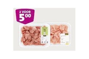 varkens kalkoen kipdijfiletblokjes