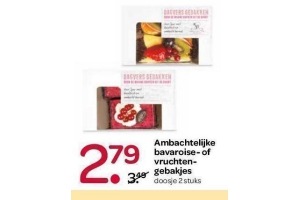 ambachtelijke bavaroise of vruchten gebakjes