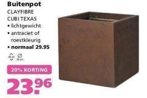 buitenpot clayfibre cubi texas