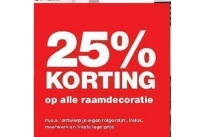 25 korting op alle raamdecoratie