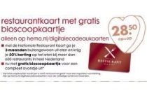 restaurantkaartje met gratis bioscoopkaartje