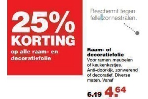 25 korting op alle raam en decoratiefolie