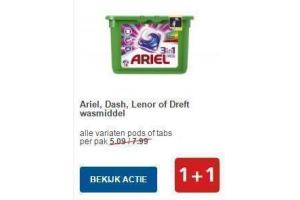 ariel dash lenor of dreft wasmiddel