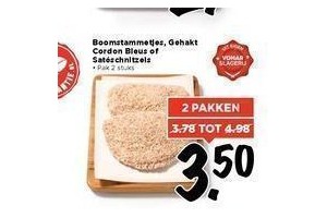 boomstammetjes gehakt cordon bleus of sateschnitzel