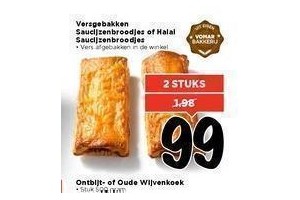 versgebakken saucijzenbroodjes of halal saucijzenbroodjes
