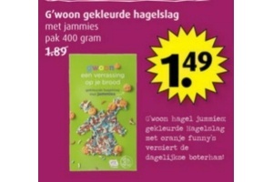 g woon gekleurde hagelslag