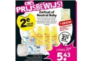 zwitsal of neutral baby 2e artikel halve prijs