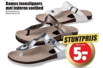 dames teenslippers met lederen voetbed