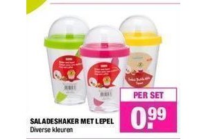 saladeshaker met lepel