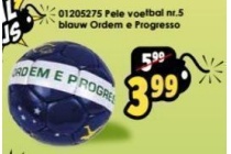 pele voetbal nr 5 blauw ordem e progresso