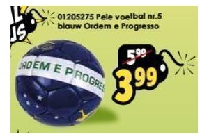 pele voetbal nr 5 blauw ordem e progresso