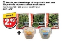 rucola rucolamelange of kropslamix met een bakje bieze rauwkostsalae naar keuze