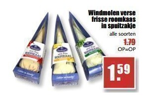 windmolen verse frisse roomkaas in spuitzakje