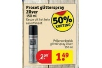 proset glitterspray zilver