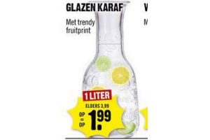 glazen karaf met trendy fruitprint