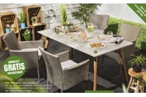 tuinset tafel polycement 4 wicker stoelen