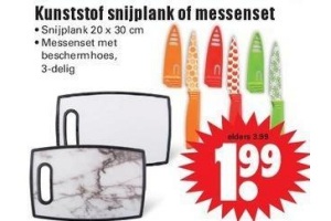 kunststof snijplank of messenset