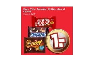 mars twix snickers kitkat lion of crunch