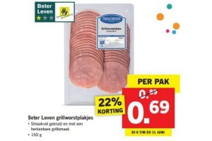 beter leven grillworstplakjes