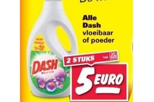 alle dash vloeibaar of poeder nu 2 stuks voor eur5 00