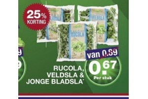 rucola veldsla en jonge bladsla