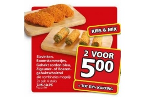 slavinken boomstammetjes gehakt cordon bleu zigeuner of boerengehaktschnitzel