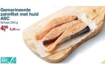gemarineerde zalmfilet met huid asc