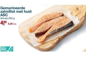 gemarineerde zalmfilet met huid asc
