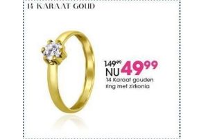 14 karaat gouden ring ring met zirkonia