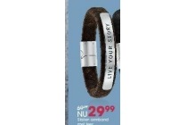 stalen armband met leer