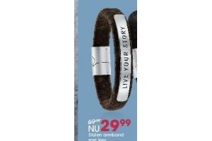 stalen armband met leer