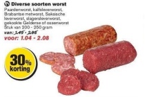 diverse soorten worst