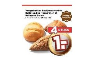 versgebakken rozijnenbroodjes ruitbroodjes meergranen of italiaanse bollen