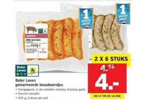 beter leven gemarineerde braadworstjes