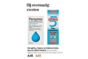 perspirex syneo en odorex extra dry en ultra protect