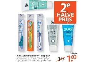 etos tandenborstel en tandpasta